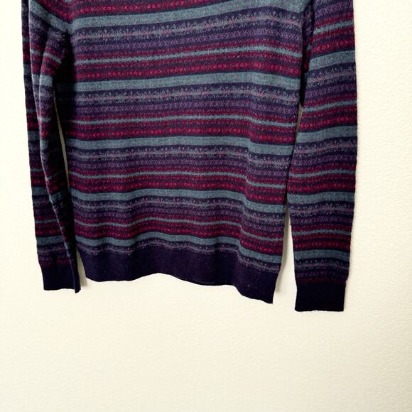 [Talbots] Purple Wool Blend Striped Nordic Fair Isle Sweater Sz Medium Petite MP - Picture 6 of 10